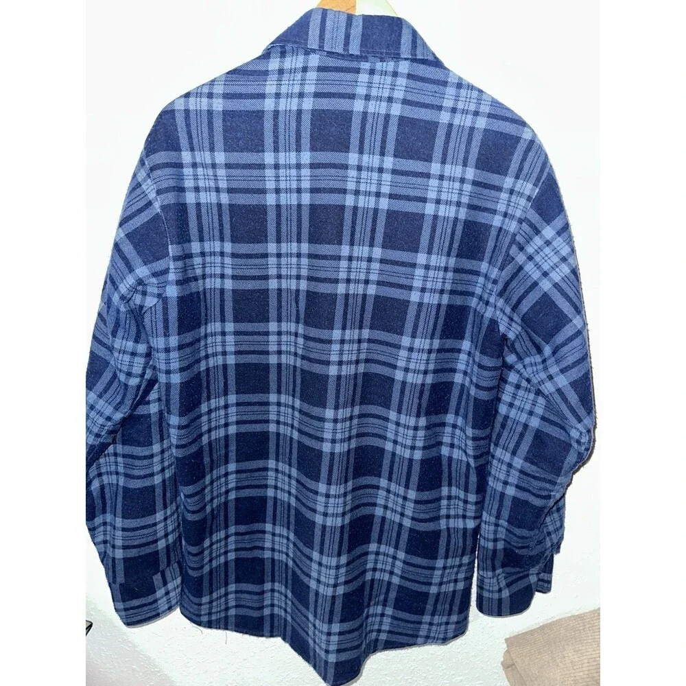 Vtg 80s Sears Fieldmaster Perma-Prest USA Men's Medium Tall Blue Plaid Lined EUC